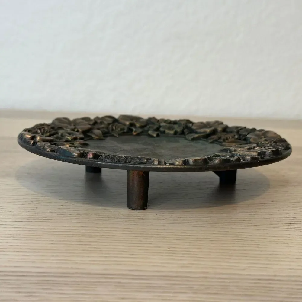 MCM Brass Footed Candleholder Trinket Dish Vanity 6